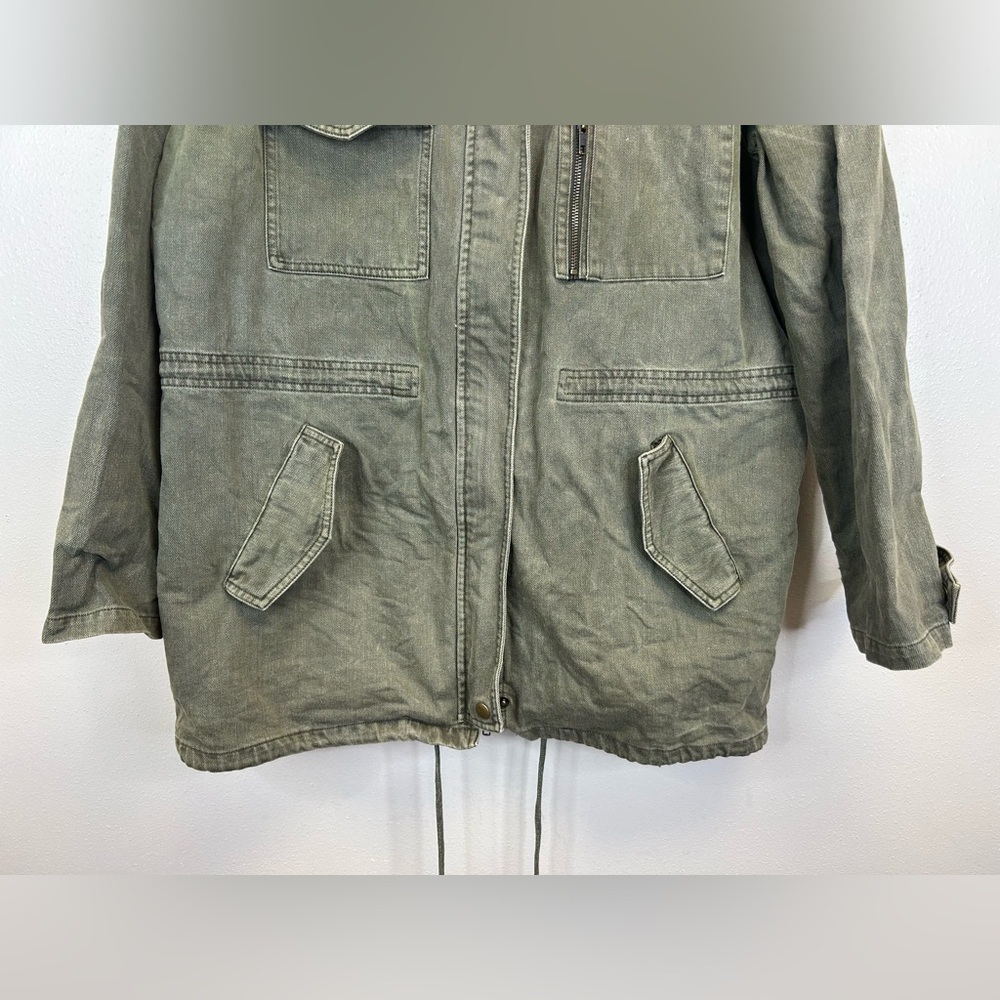 Green Utility Jacket Mens XL Pockets Full Zip Outdoor Barn Farm Military Style - Picture 5 of 15